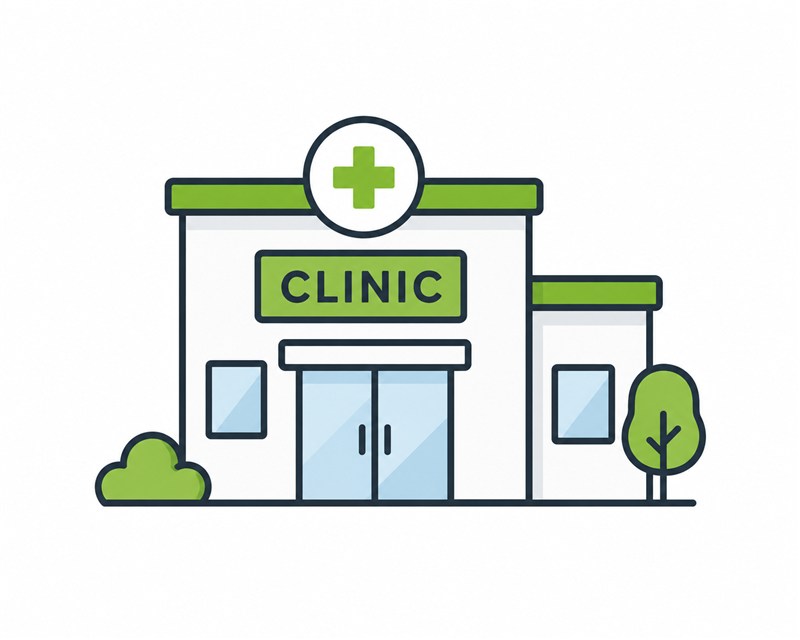 Illustration of a small clinic building