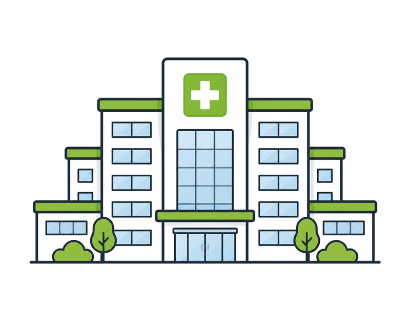 Illustration of a large medical center campus