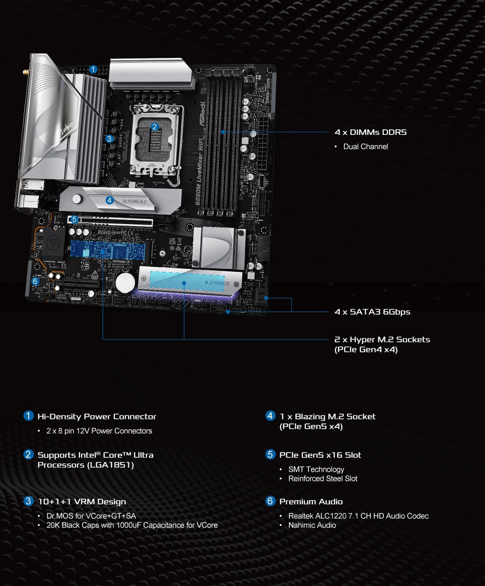 ASRock > B860M LiveMixer WiFi