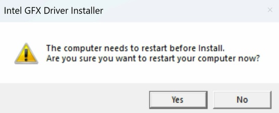 Click Yes to restart the system.